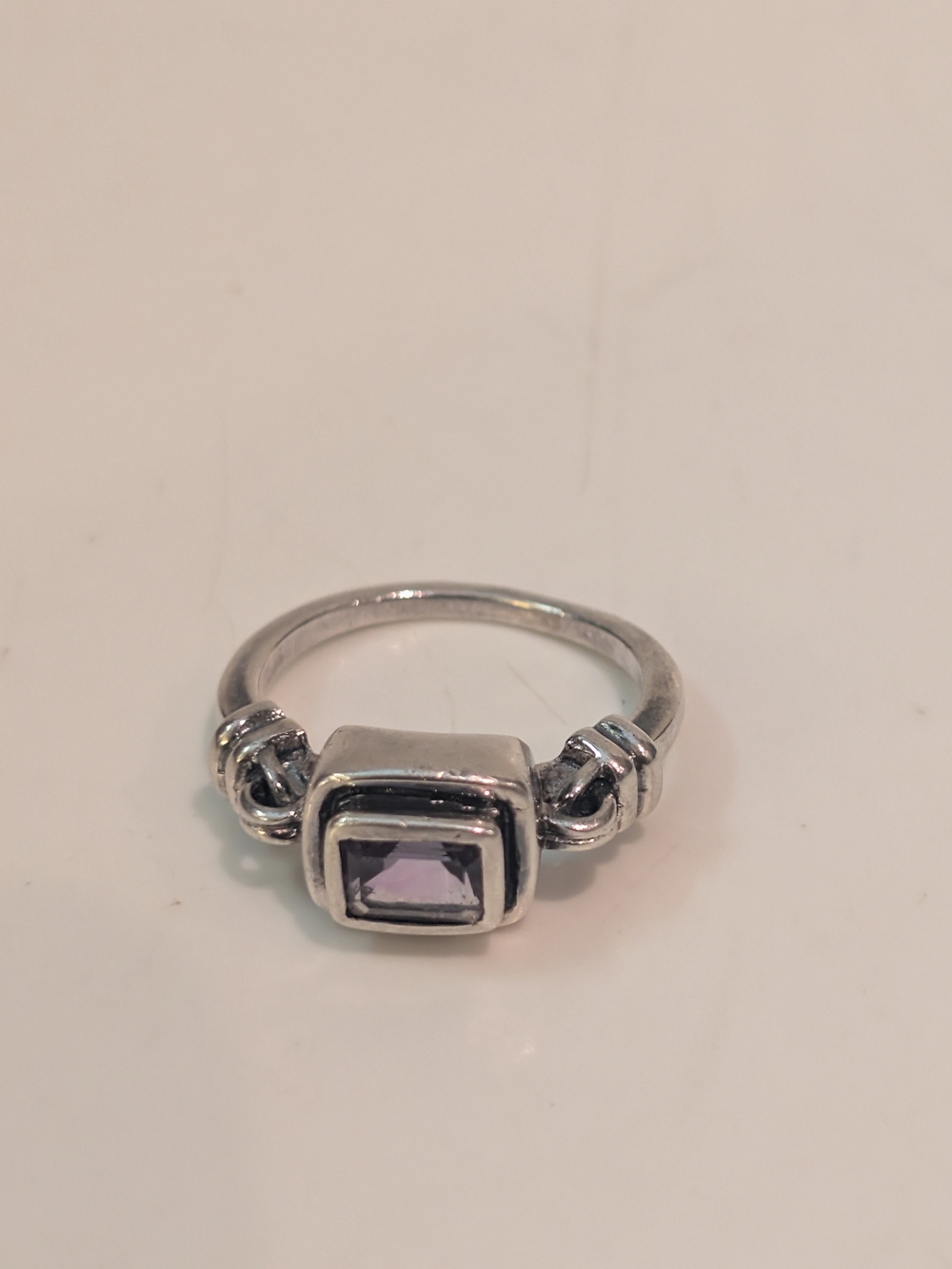 Silpada Vintage Real Emerald-Cut Amethyst Ring 925 Sterling Silver Size 9